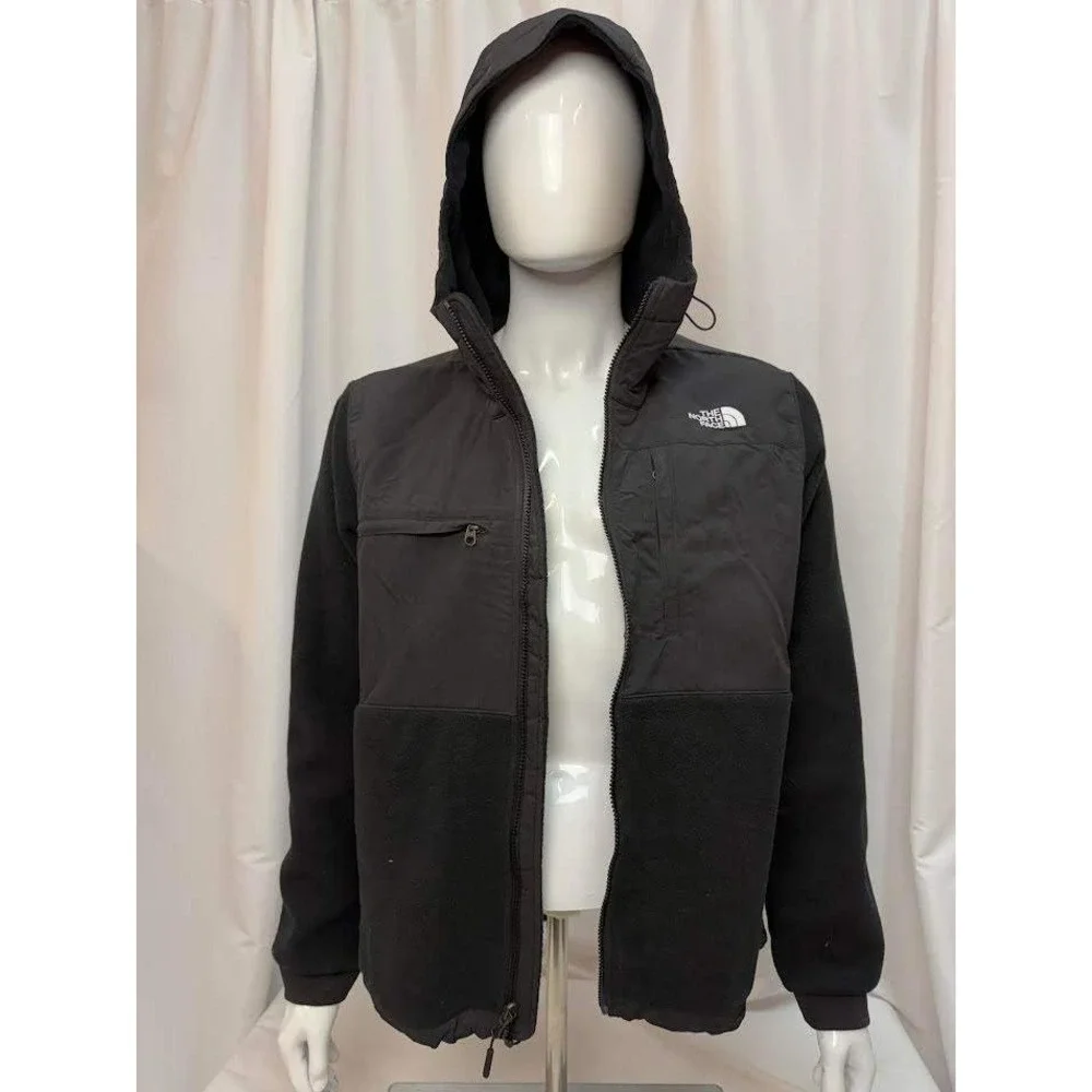 The North Face Denali 2 Hoodie Mens Medium TNF Black Fleece Full Zip Jacket NEW
